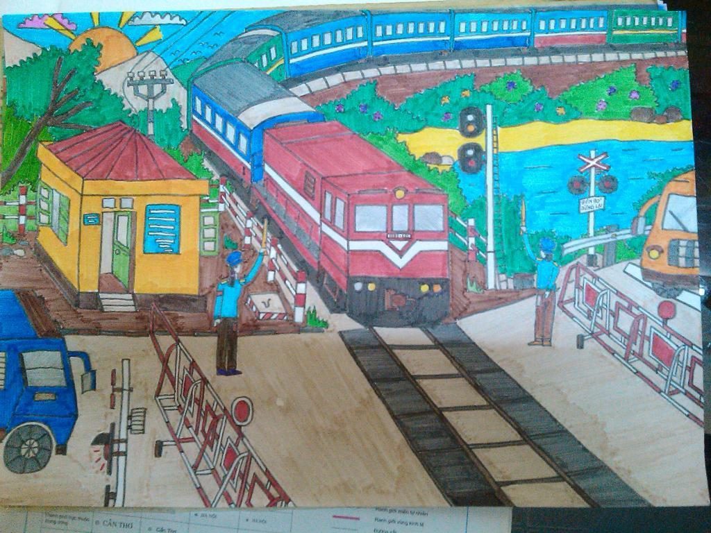 Bức vẽ an toàn giao thông đường sắt đượ nhiều người quan tâm